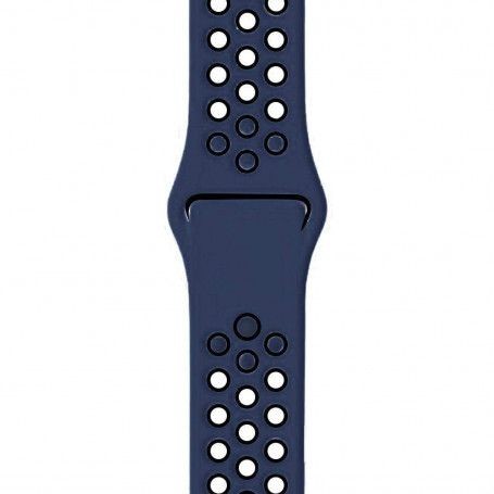 Curea Sport Perforata, compatibila Apple Watch 1/2/3/4, Silicon, 38mm/40mm, Albastru / Negru