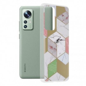 Husa Carcasa Spate pentru Xiaomi 12 - Marble Design, Hexagoane Roz