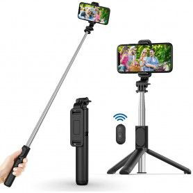 Selfie Stick cu Trepied si Telecomanda, Pliabil, 106cm - Techsuit (C01) - Negru