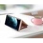 Husa tip carte pentru Samsung Galaxy A40 Flip Mirror Stand Clear View, Roz-Auriu