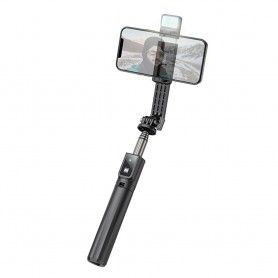Selfie Stick cu Tripod, Telecomanda, Anti-Shake, 75cm - Techsuit (Q08) - Negru