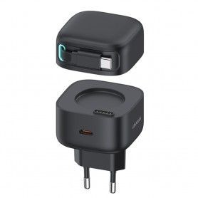 Incarcator 2x USB-C PD 100W, 2x USB-A QC3.0 + Cablu Type-C - Baseus (CCGAN2P-L02) - Alb