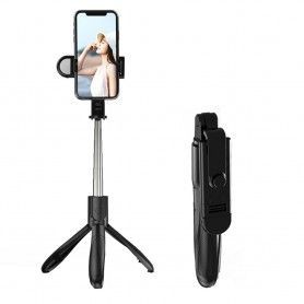Selfie Stick cu Trepied si Telecomanda, 74cm - Techsuit (Q03) - Negru