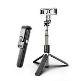 Selfie Stick cu Telecomanda si Lumina LED, 175cm - Techsuit (K28) - Negru