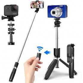 Selfie Stick si Trepied cu Telecomanda, 70cm - Techsuit (L01) - Negru