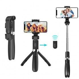 Selfie Stick Stabil cu Trepied si Telecomanda, 70cm - Techsuit (L08Mini) - Negru