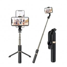 Selfie Stick cu Trepied, 64cm - Techsuit (C03) - Negru