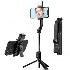 Selfie Stick cu Trepied si Telecomanda, 70cm - Techsuit (L19s) - Negru