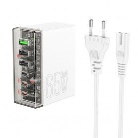 Incarcator pentru Priza 2x USB, 2x Type-C, 65W + Cablu Type-C la Type-C - Baseus (P10162701213-00) - Alb
