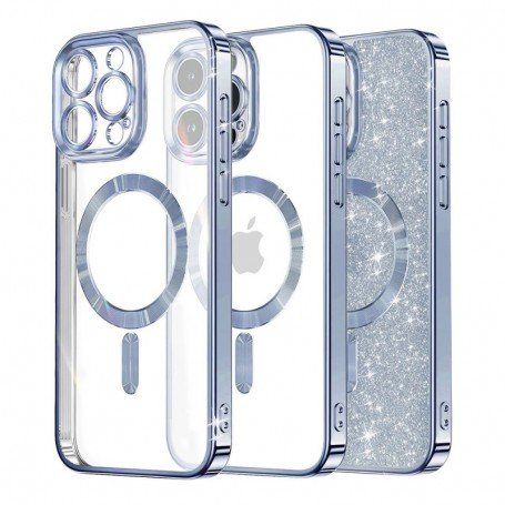 Husa pentru iPhone 15 Pro Max - Techsuit Luxury Glitter MagSafe - Light Albastra