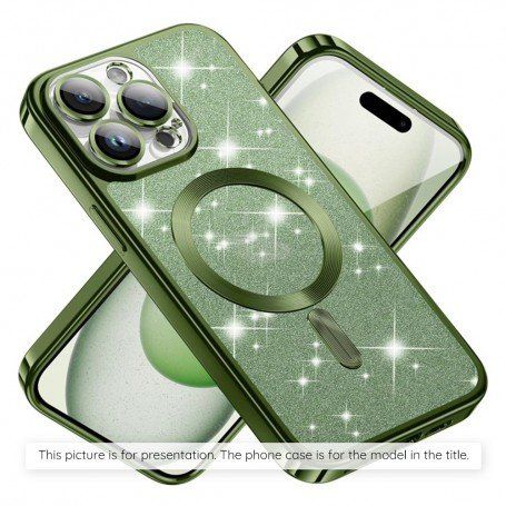 Husa pentru iPhone 15 - Techsuit Luxury Glitter MagSafe - Deep Verde