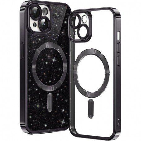 Husa pentru iPhone 15 Plus - Techsuit Luxury Glitter MagSafe - Neagra