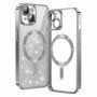 Husa pentru iPhone 15 Plus - Techsuit Luxury Glitter MagSafe - Argintie