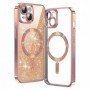 Husa pentru iPhone 15 Plus - Techsuit Luxury Glitter MagSafe - Rose Gold