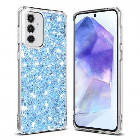 Husa pentru Samsung Galaxy A55 5G - Techsuit Sparkly Glitter - Albastra