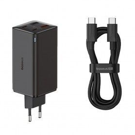 Incarcator 2x USB, 2x Type-C, 100W + Cablu Type-C, 100W, 20V, 5A, 1m - Baseus GaN6 Pro (P10162705212-00) - Alb