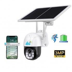 Camera de Supraveghere Exterior, cu Alarma, Panou Solar, 2K, Sim Card - Techsuit (VC9-WiFi/4G) - Alb