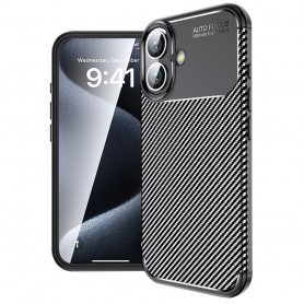 Husa pentru iPhone 16 - Techsuit Carbon Silicone - Neagra