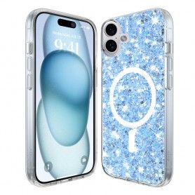 Husa pentru iPhone 16 - Techsuit Sparkly Glitter MagSafe - Albastra