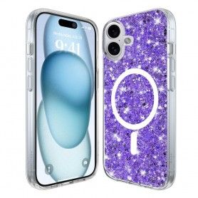 Husa pentru iPhone 16 - Techsuit Sparkly Glitter MagSafe - Alba