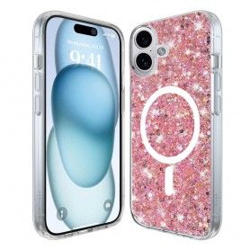 Husa pentru iPhone 16 Plus - Techsuit Sparkly Glitter MagSafe - Roz