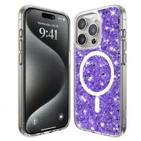 Husa pentru iPhone 16 Pro - Techsuit Sparkly Glitter MagSafe - Mov