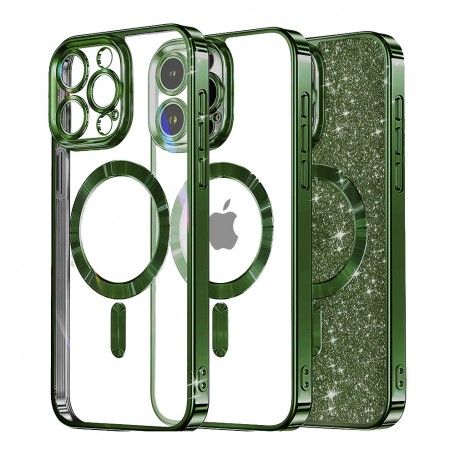 Husa pentru iPhone 16 Pro - Techsuit Luxury Glitter MagSafe - Deep Verde