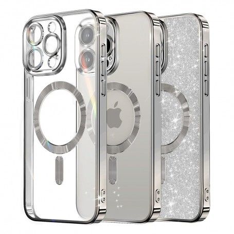 Husa pentru iPhone 16 Pro Max - Techsuit Luxury Glitter MagSafe - Argintie