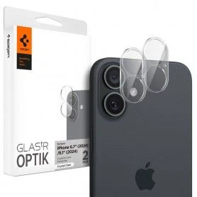 Folie Camera pentru iPhone 16 / iPhone 16 Plus (set 2) - Spigen Glas.tR Optik EZ Fit Pro - Negru